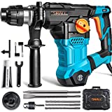 SHALL 1-1/4 Inch SDS-Plus Heavy Duty Rotary Hammer Drill, 12.5 Amp Rotomartillo, One Knob 4 Functions with Vibration Control, Flat Chisel, Point Chisel and 3 Drill Bits Included, 950 RPM