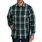 Carhartt Men's Relaxed Fit Flannel Sherpa-Lined Snap-Front Plaid Shirt Jacket, Ink Green, 2X-Large