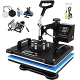 SURPCOS 6 in 1 Heat Press Machine, 15 x 12 Tshirt Printing Press Machine, Printer Transfer Sublimation Machine for T-Shirts, Hat, Mug, Plate, Cap, with Digital Display ​and 360-Degree Swing Arm