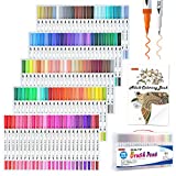 120 Colors Dual Tip Brush Art Marker Pens with 1 Coloring Book, Shuttle Art Fineliner and Brush Dual Tip Markers Set Perfect for Kids Adult Artist Calligraphy Hand Lettering Journal Doodling Writing.