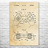 PS1 Controller Poster Print, PS1 Art Print, Controller Blueprint, Video Game Art, Game Designer Gift, Game Room Decor Vintage Paper (16 inch x 20 inch)