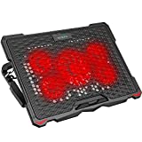 AICHESON Laptop Fan Cooling Pad for 15.6'-17.3' Laptops, 5 Cooler Fans with Red Lights