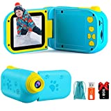 AILEHO Kids Video Cameras Boy Toy - Child Camera Birthday Gifts for Boys Age 3 4 5 6 7 8 9 10 Years Old Kids Camera Toddler Boy Toy Digital Children Camcorder Recorder Rechargeable IPS 2.4 Inch Blue