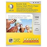 MR.R Double Side Glossy Inkjet Photo Paper,260gsm-69lb,Letter Size-8.5'x11',100 Sheets per Pack