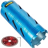 VEVOR Diamond Core Drill, 4'/101mm Diameter Core Drill Bit, 9.5'/241mm Concrete Core Drill Bit, 5/8'-11 Thread Core Bit, Dry/Wet Drill Core Bits w/a Blade, Diamond Wet Coring Bit For Concrete Brick