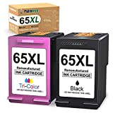 Palmtree Remanufactured HP 65 Ink Cartridges Black Color Combo Pack Replacement for HP 65XL 65 XL for HP Envy 5055 Ink Cartridges 5052 5058 DeskJet 3755 2655 2652 3752 3700 Printer (1 Black, 1 Color)