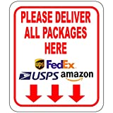 Please Deliver All Packages Here Arrows Delivery Sign for Delivery Driver - Delivery Instructions for My Packages from Amazon, FedEx, USPS, UPS, Indoor Outdoor Signs for Home, Office, Work, 8.5'x10'