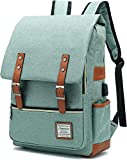 SUPEASE Vintage Slim College School Laptop Backpack with USB Charging Port for Women Men , Green 15.6 inches