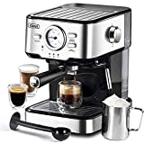 Gevi Espresso Machine 15 Bar Pump Pressure, Expresso Coffee Machine With Milk Frother Steam Wand, Espresso and Cappuccino Maker, 1.5L Water Tank, For Home Barista, 1100W, Black