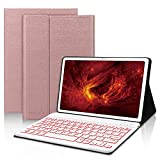 Galaxy Tab A7 Case with Keyboard - 7 Color Backlit Wireless Detachable Keyboard, PU Leather Folio Cover Case for Samsung Tab A7 10.4 Inch 2020 Model (SM-T500/T505/T507), Auto Wake/Sleep, Pink