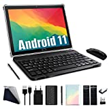 Android 11.0 Tablet, 2 in 1 Tablet 10.1 inch, 4G Cellular Tablet with Keyboard, Octa-Core, 64GB Storage, 4GB RAM, Mouse, Stylus, Case, Support Dual Sim Card, 13MP Camera, WiFi, Bluetooth, GPS (Gray)