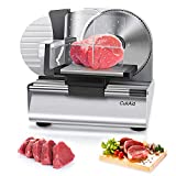 CukAid Electric Meat Slicer Machine, Deli Cheese Bread Food Slicer, Dishwasher Safe, Removable Stainless Steel Blade & Food Carriage and Pusher, 7/8 Inch Adjustable Thickness