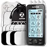 AUVON 4 Outputs TENS Unit EMS Muscle Stimulator Machine for Pain Relief Therapy with 24 Modes Electric Pulse Massager, 2' and 2'x4' Electrodes Pads (Black)