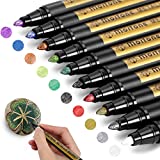 Morfone Metallic Marker Pens, Set of 10 Colors Paint Markers for Card Making, Rock Painting, DIY Photo Album, Scrapbook Crafts, Metal, Wood, Ceramic, Glass (Medium tip)