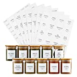 184 Spice Jar Labels Preprinted, Minimalist Black Text on White Square Seasoning Stickers with Names, Numbers, Expiration Date for Herb and Spice Rack Organization (Water Resistant)