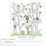 Gender Neutral Woodland Baby Shower Thumbprint Tree, Birch Tree Fingerprint Tree, Woodland Baby Shower Tree