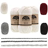 (3 Small Gorgeous Skeins) Alpaca Yarn Blend Umayo [327 Yards Total] Ivory, #3 DK