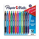 Paper Mate Profile Retractable Ballpoint Pens, Bold Point (1.4mm), Assorted, 12 Count