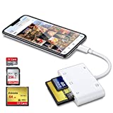 DenicMic SD CF Card Reader for iPhone iPad, SD CF TF Memory Card Reader Adapter Camera Viewer Card Reader for iPhone, iPad Mini/Air, No App Required