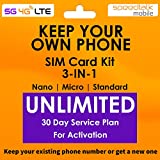 SpeedTalk Mobile Universal SIM Card Starter Kit for 5G 4G LTE iOS Android Smart Phones | Talk Text Data | Triple Cut 3 in 1 Simcard - Standard Micro Nano | No Contract Cellphone Plan | US Coverage