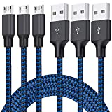 Micro USB Cable, 3Pack 6FT Android Charger Cord Long Nylon Braided Sync and Fast Charging Cables Compatible Samsung Galaxy S6 S7 Edge, Kindle, Android & Windows Smartphones, Xbox, PS4 and More-Blue