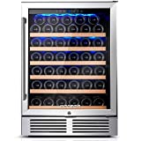 BODEGA 24 Inch Wine Cooler,52 Bottle Wine Refrigerator with Upgrade Compressor Fits Champagne Bottles Keep Consistent Temperature Low noise Built in or Freestanding Wine Fridge for Home Office Bar