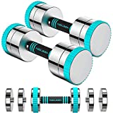 KOOLSEN Weights Dumbbell Set, 44lbs Solid Steel Ultra Compact Adjustable Dumbbells for Men Women with Anti-Slip Handle, Home Fitness Weight Pair Gym Workout Exercise Training(22 lbs x 2)