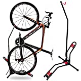 JAPUSOON Bike Stand Vertical Bike Rack,Upright Bicycle Floor Stand,Free Standing Adjustable Bike Garage Rack for Indoor Mountain/ Road Bike Storage,Saving Space-No Damage Wall,Fits Most 20''-27'' Bike