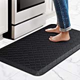 HappyTrends Kitchen Floor Mat Cushioned Anti-Fatigue Kitchen Rug,17.3'x28',Thick Waterproof Non-Slip Kitchen Mats and Rugs Heavy Duty Ergonomic Comfort Rug for Kitchen,Floor,Office,Sink,Laundry,Black