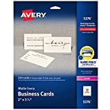Avery Business Cards for Laser Printers 5376, Ivory, Uncoated, Pack of 250