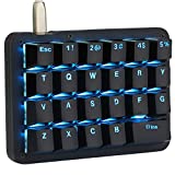 Koolertron One Handed Macro Mechanical Keyboard, Blue LED Backlit Portable Mini One-Handed Mechanical Gaming Keypad 23 Fully Programmable Keys Red Switches (Blue Backlit/Red switches)