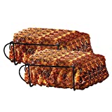 Erytlly 2PK Nonstick Rib Rack For Smoking Grill Racks For Smoker Steel Roasted Standing Rib Rack Holds 4 BBQ Ribs Rack For Grilling & Barbecuing – Pack Of 2 Camp Chef Rib Rack