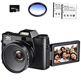 4K Digital Vlogging Camera for YouTube Autofocus Camcorder for Photography 48MP Video Camera with WiFi Connection 3.0' IPS Flip Screen, Wide Angle Lens,16X Digital Zoom (32GB SD Card, 2 Batteries)
