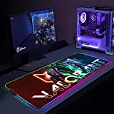 Bgsensp Mouse Pads Valorant RGB Gaming Pad Gamer Computer LED Backlit Desk Extended Large Keyboard Non-Slip Mat 27.6x11.8 inches