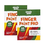 Veggie Baby Art Paper Pad 2-Pack for Finger Painting, Drawing and Coloring, 60 Sheets, Kid’s and Toddler’s Multimedia Paint Use, Unwaxed Heavy Stock for Crayons and Projects