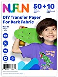 NuFun Activities Inkjet Printable Iron-On Heat Transfer Paper for T Shirts and Dark Fabrics, Shirt Printing and DIY Projects - 8.5x11” - 50 Sheets