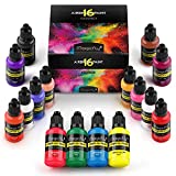 Magicfly Airbrush Paint, 16 Colors Acrylic Airbrush Paint Set (30 ml/1 oz), Ready to Spray, Opaque & Neon Colors, Water-based, Premium Airbrush Paint Kit for Beginners, Hobbyist and Artists