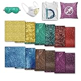 Infusible Transfer Ink Sheets-Glitter-Sublimation Paper forBlank T-Shirts Cup Coasters Mug,12pcs/Set, 12'x12' Gold Green Blue Purple Brown