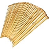 36PCS Bamboo Knitting Needles Set, BetyBedy Single Pointed Knitting Needles, 9 Inches Length Knitting Crochet Supplies for Beginners Handmade (18 Sizes from 2.0mm-10.0mm)