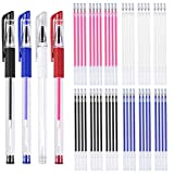 8 Pieces Heat Erasable Pens for Fabric with 52 Refills Fabric Marking Pens Fabric Markers for Quilting Sewing DIY Dressmaking Fabrics Tailors Chalk (60)