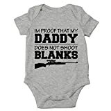 CBTwear I'm Proof That My Daddy Does Not Shot Blanks - Hunting Buddy - Cute Infant One-Piece Baby Bodysuit (6 Months, Heather Grey)