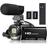Video Camera Camcorder VideoSky Vlogging Camera for YouTube Full HD 1080P 24MP 30FPS 16X Zoom Digital Camera with 3.0 Inch 270° Rotation IPS Screen, Fill Light, Microphone, 2.4G Remote, 2 Batteries