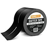 Tape King Gaffers Tape (2-Roll Pack) - 2” W x 30 Yards Per Roll (180 ft) - Cloth Matte Black Backing - Rubber Adhesive Leaves No Residue - Secure Cords to Stages - Great for Concerts and Weddings