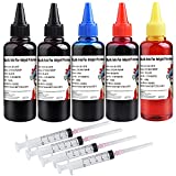 KSI 5x100ml Ink Refill kit for HP 950 951 932 933 60 61 952 902 901 62 63 64 65 21 22 920 940 934 564 711 970 971 94 95 96 for Refillable Ink Cartridges 4 Color Set (2BK,C,M,Y)
