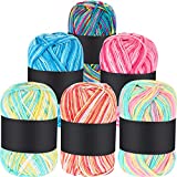 6 Pieces 50 g Crochet Yarn Multi Colored Acrylic Yarn Hand Knitting Yarn Color Yarn Weaving Yarn Crochet Thread (Pink, Yellow Green, Multicolor, Blue, Yellow Red, Yellow Green Pink, 3-Ply)