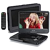 SUNPIN 12.5' Portable DVD Player with 10.1'' Eyesight Protective Swivel Screen, Car Headrest Holder, Dual Earphones Jack, 5-Hour Rechargeable Battery, Support USB/SD Card/Sync TV/Multiple Disc Formats