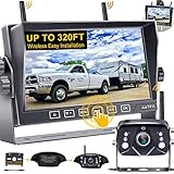 AMTIFO RV Backup Camera Wireless HD 1080P Trailer Bluetooth Rear View Cam System Touch Key 7'' DVR Monitor Split Screen 4 Channels for Truck Camper Adapter for Furrion Pre-Wired RVs A7