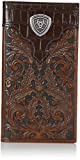 Ariat Cognac Tooled with Gator Overlay Rodeo Wallet