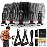 Resistance Band, Exercise Bands with Handles, Workout Bands, Fitness Bands with Door Anchor and Ankle Straps, for Heavy Resistance Training, Physical Therapy, Shape Body, Yoga, Home Workouts Set