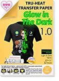 TransOurDream Luminous Iron on Heat Transfer Paper for T Shirts (12 Sheets, 8.5x11'') GLOW IN THE DARK Printable Heat Transfer Vinyl for Inkjet Printer Transfers for Light & Dark Fabrics (TRANS-13-4)